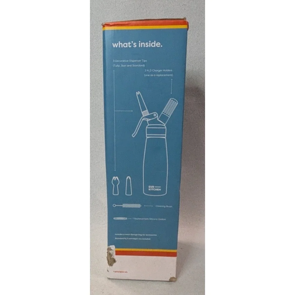 EurKitchen Whipped Cream Dispenser 500mL Blue New Professional Cream Maker